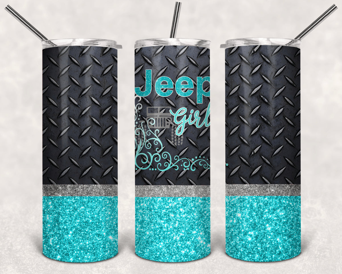 AQUA Jeep Girl skinny 20 tumbler wrap – Lockridge Custom Designs